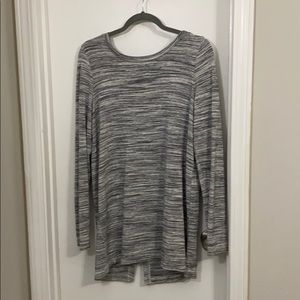 Buttery soft fleece lined long sweater w/ zip back